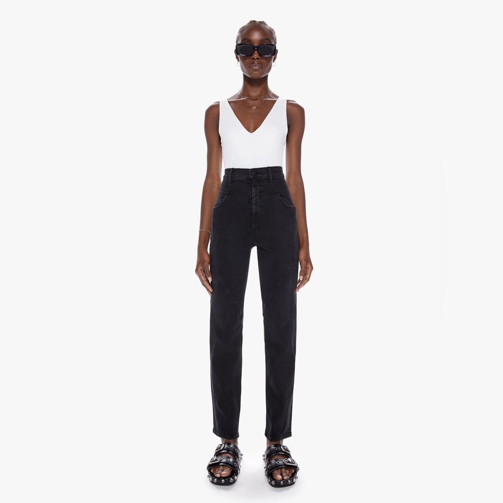 Mother Women's High Waisted Pointy Study Nerdy Vroom Wash Straight Leg Pants 29